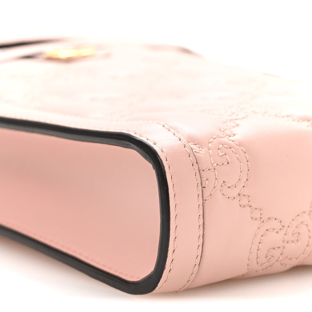 Calfskin GG Matelasse Mini Top Slip Handle Crossbody Bag Perfect Pink Natural