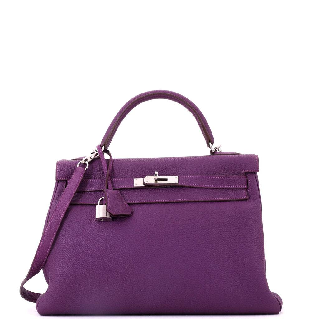 Kelly Handbag Anemone Togo with Palladium Hardware 32