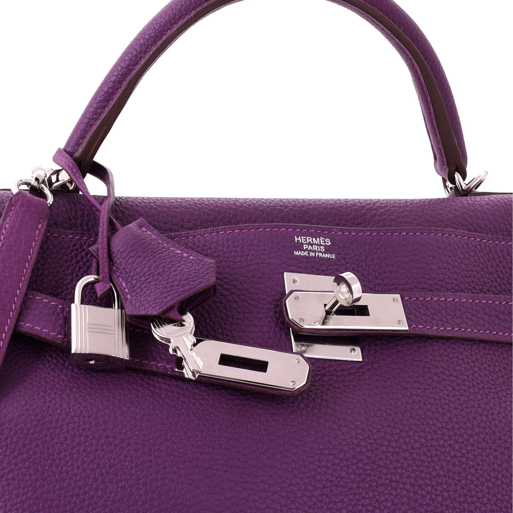 Kelly Handbag Anemone Togo with Palladium Hardware 32