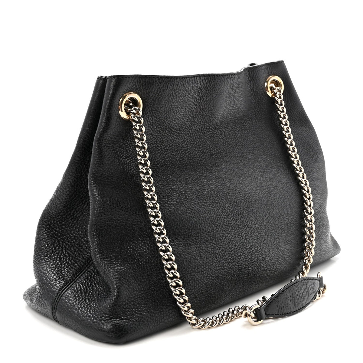 Pebbled Calfskin Medium Soho Chain Shoulder Bag Black