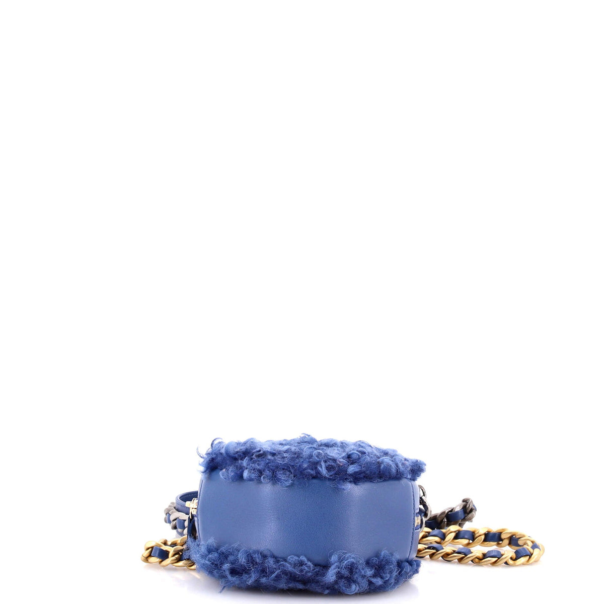 19 Round Clutch with Chain Quilted Shearling