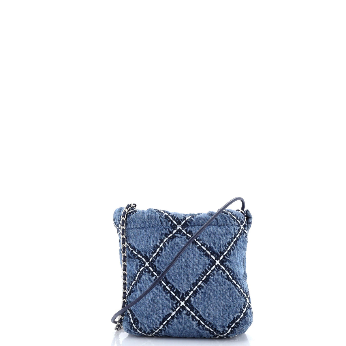 22 Chain Hobo Quilted Stitched Denim Mini