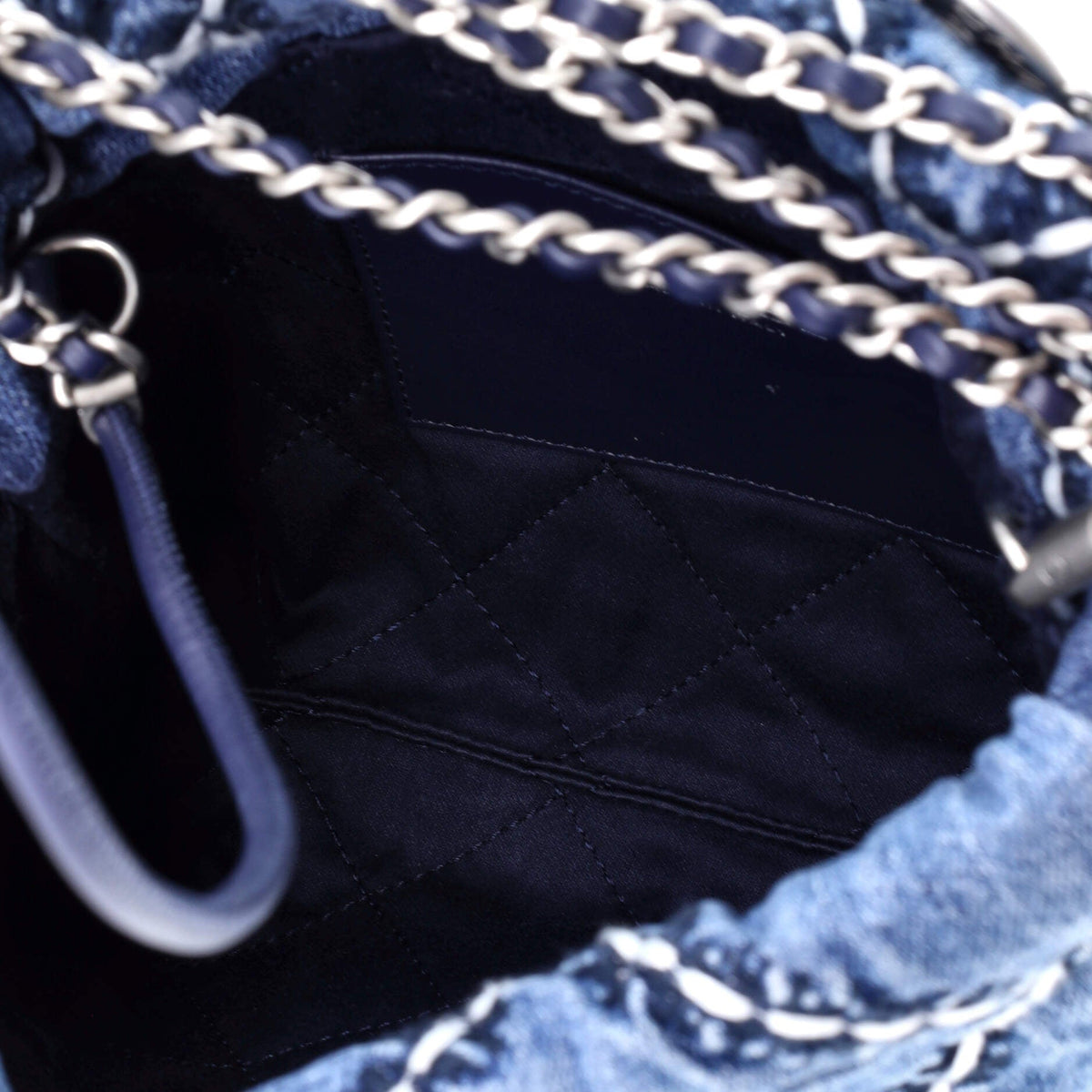 22 Chain Hobo Quilted Stitched Denim Mini