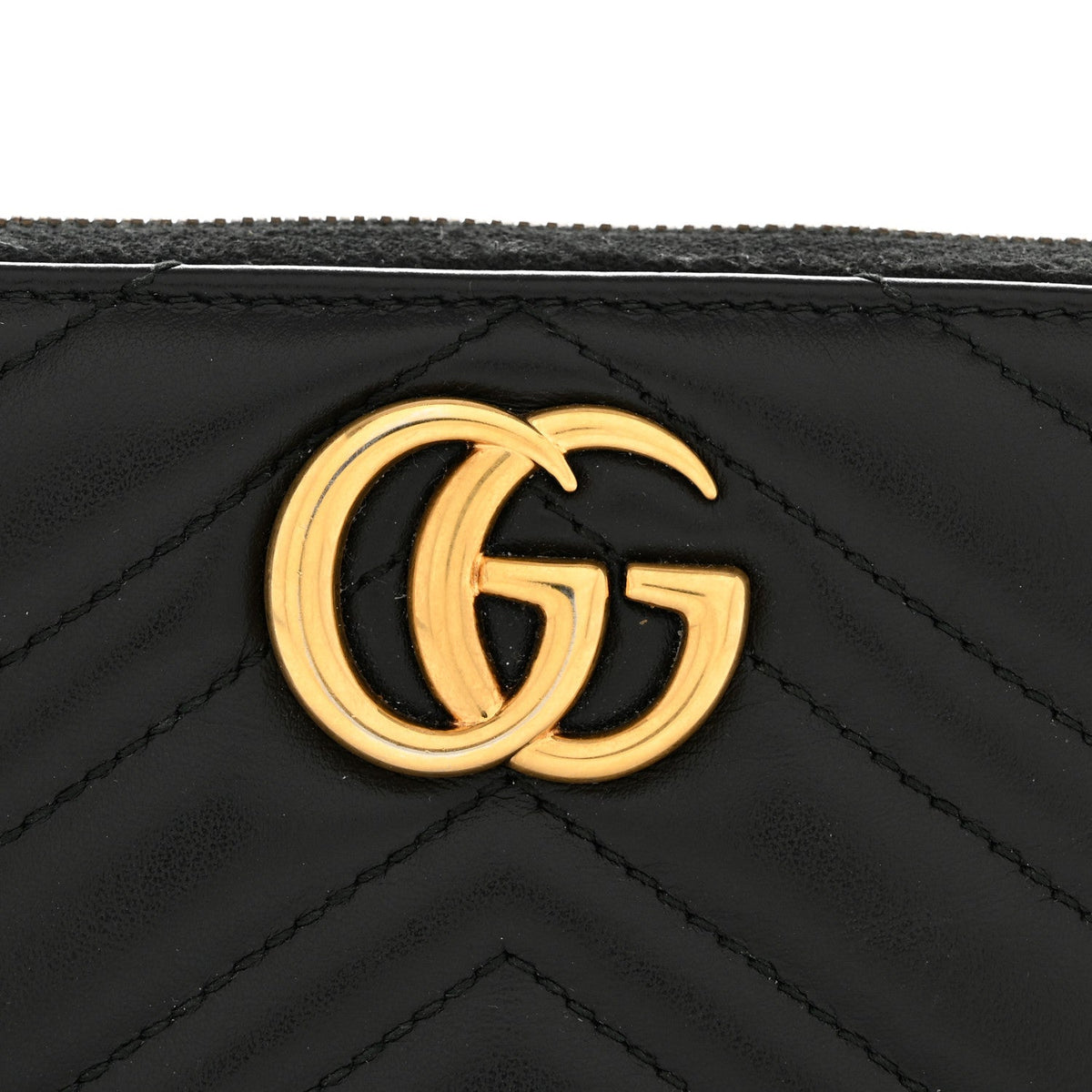 Calfskin Matelasse GG Marmont Zip Around Organizer Wallet Black