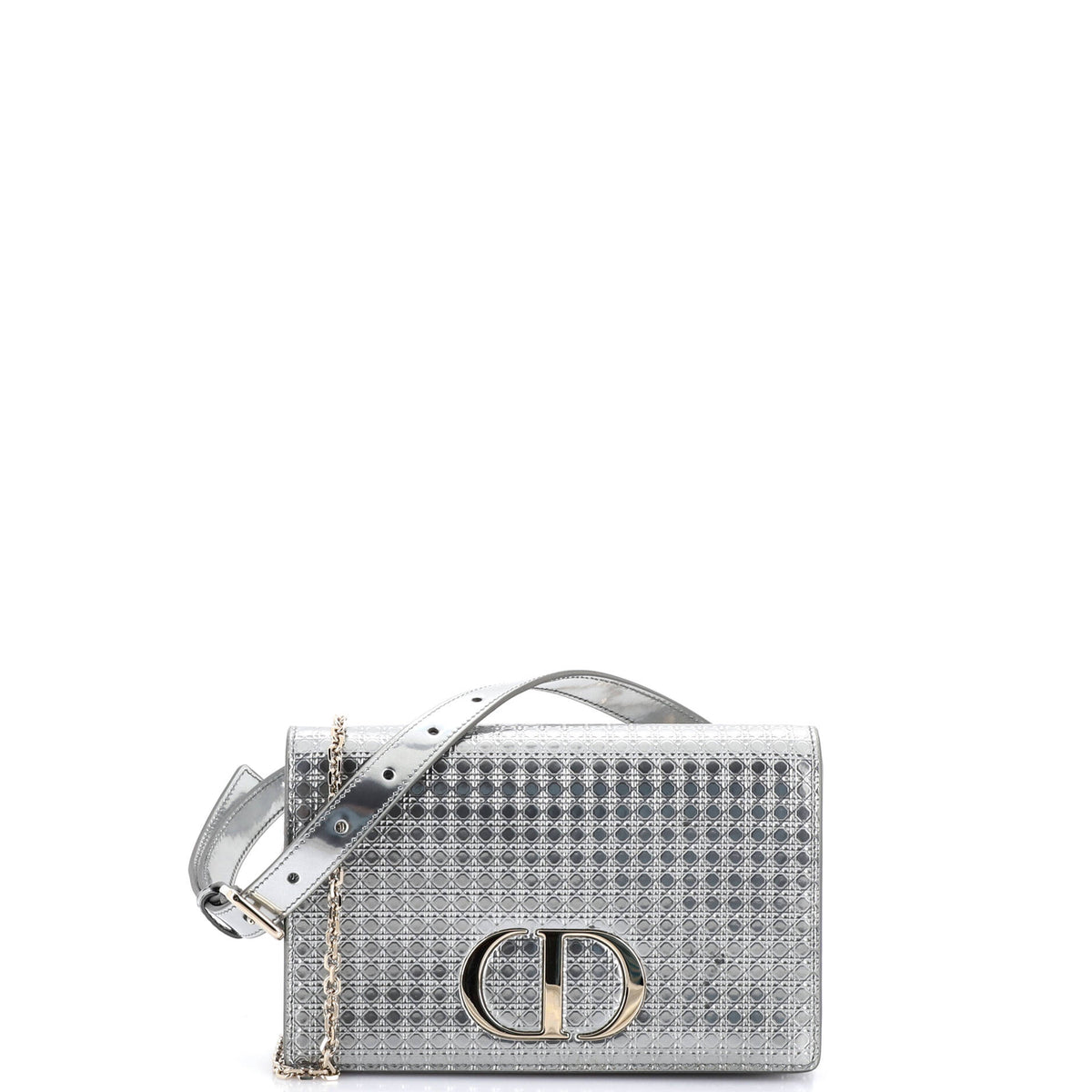 30 Montaigne 2-in-1 Pouch Micro Cannage Metallic Calfskin
