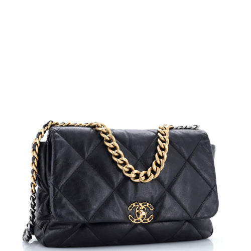 19 Flap Bag Quilted Leather Maxi