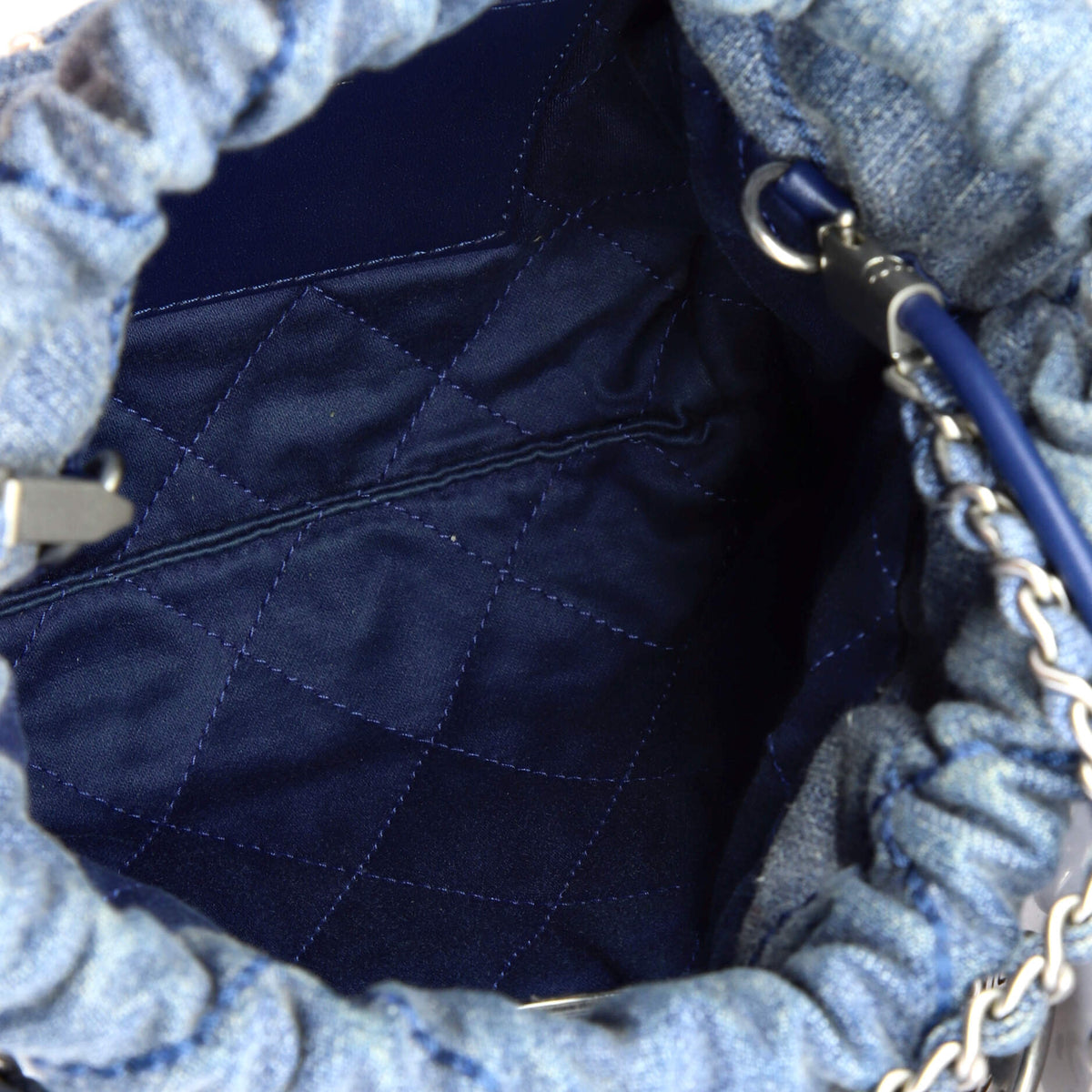 22 Chain Hobo Quilted Studded Denim Mini