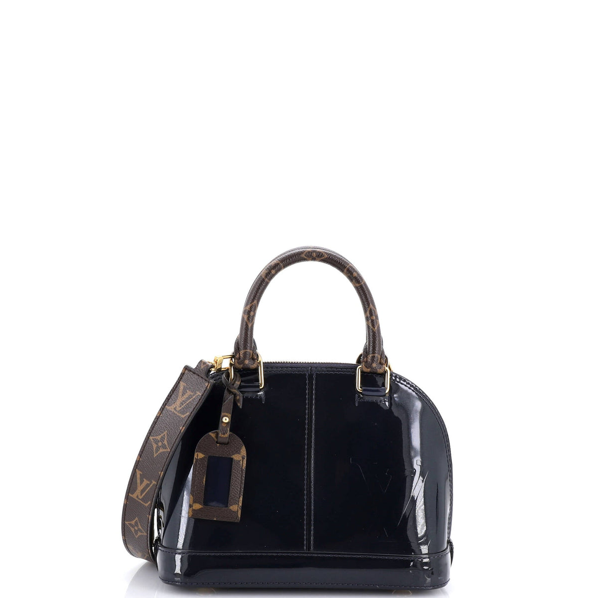 Alma Handbag Vernis with Monogram Canvas BB