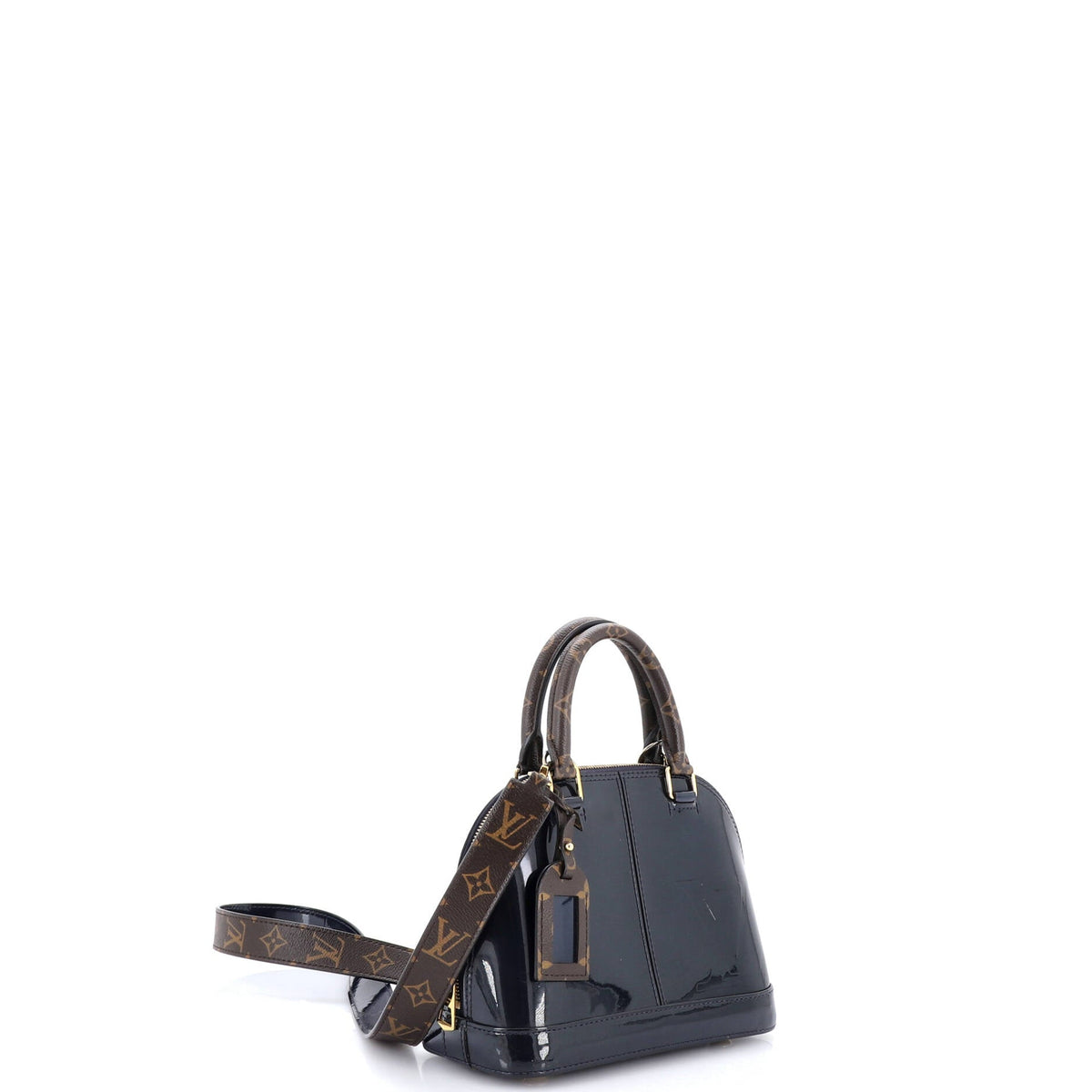 Alma Handbag Vernis with Monogram Canvas BB