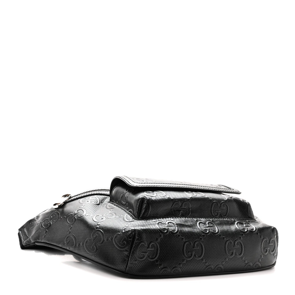 Calfskin GG Tennis Embossed Pocket Belt Bag Black
