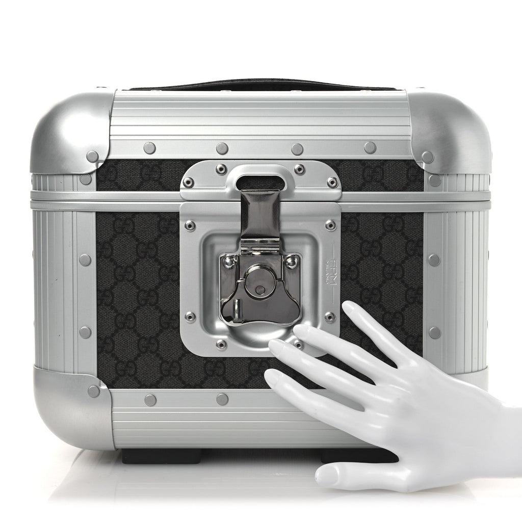 GG Supreme Monogram Aluminum Porter Beauty Case Silver