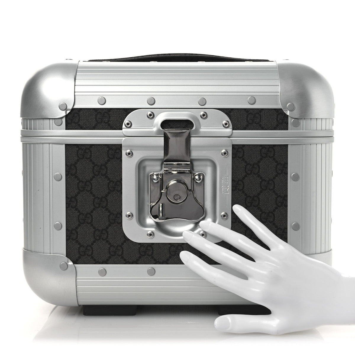GG Supreme Monogram Aluminum Porter Beauty Case Silver