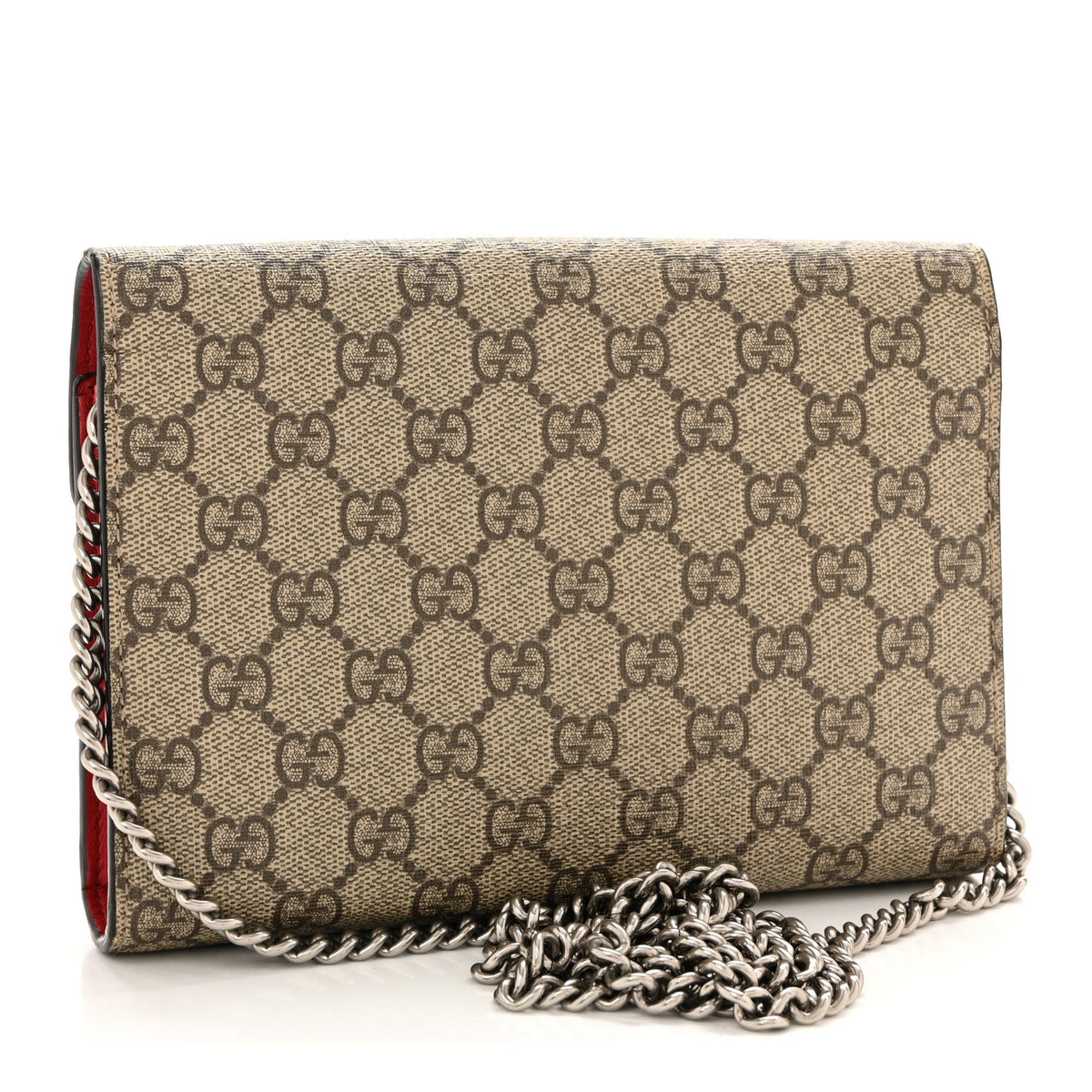 GG Supreme Monogram Mini Dionysus Chain Wallet Beige Vulcanic Red