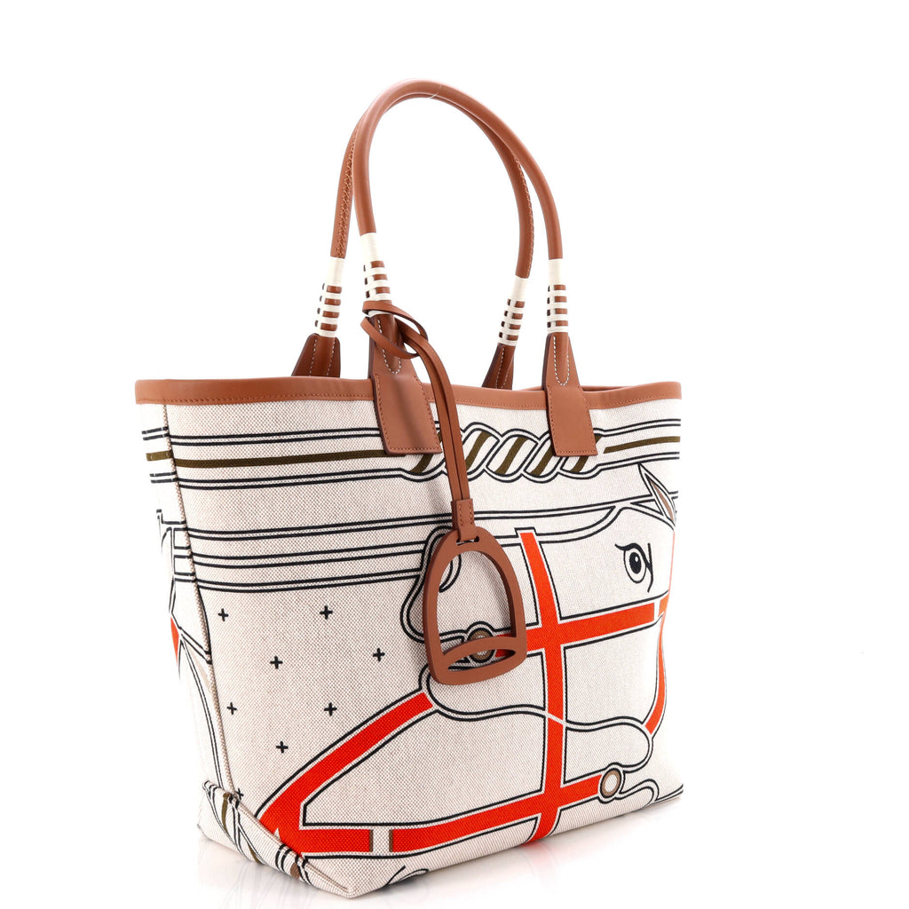 Sac Steeple Tote Printed Toile with Leather 28