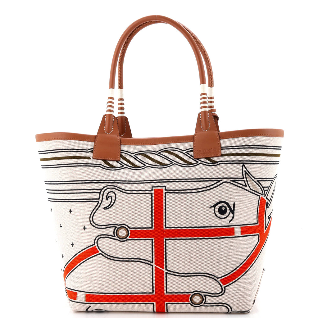 Sac Steeple Tote Printed Toile with Leather 28