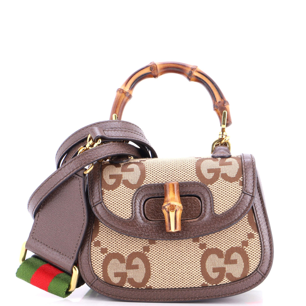 Bamboo 1947 Top Handle Bag Jumbo GG Canvas Mini
