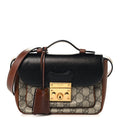 GG Supreme Monogram New Sakai Lux Calfskin Mini Padlock Flap Pocket Shoulder Bag Beige Ebony Black Cuir