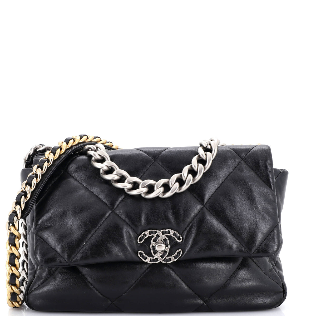 19 Flap Bag Quilted Leather Large