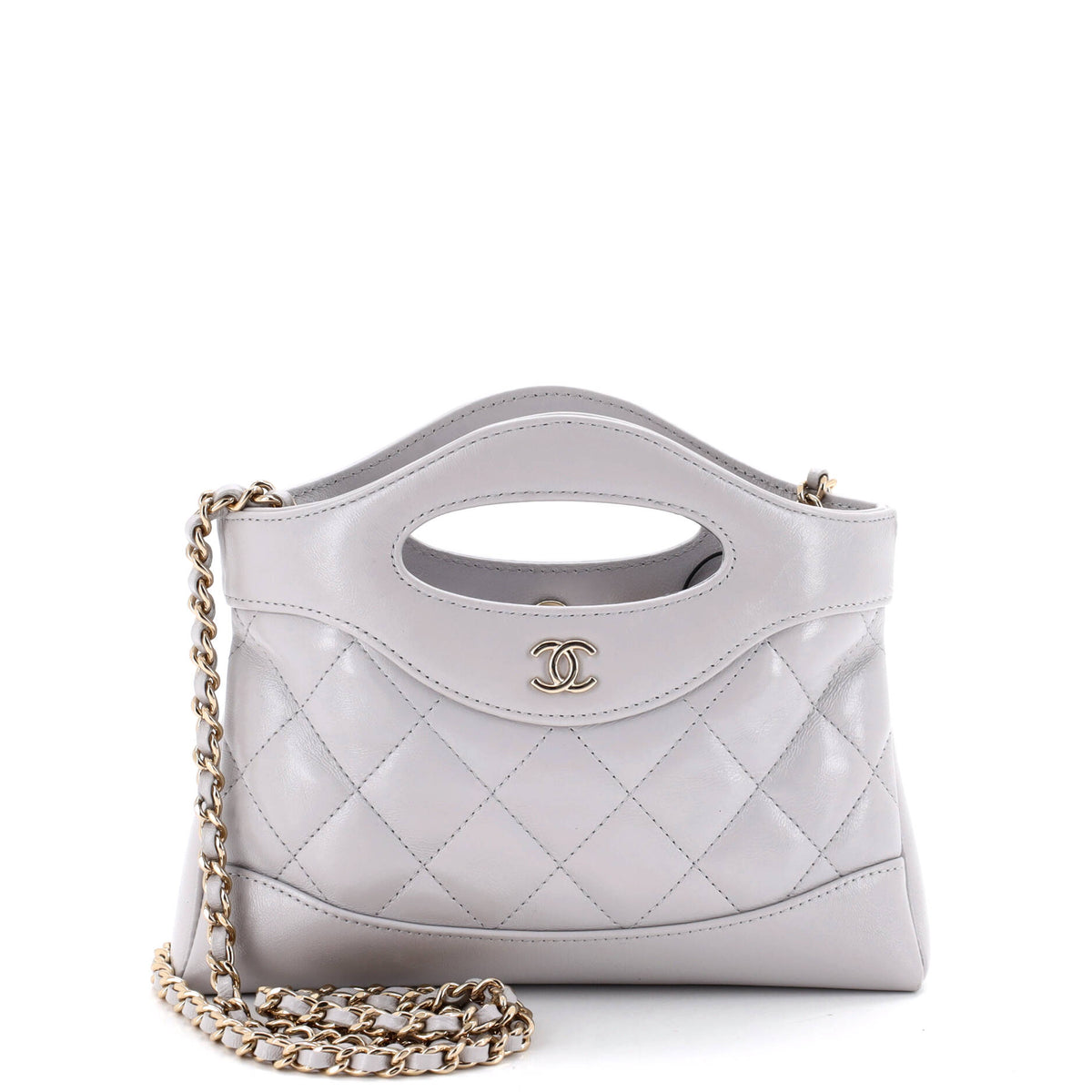 31 Shopping Bag Clutch with Chain Quilted Lambskin Small