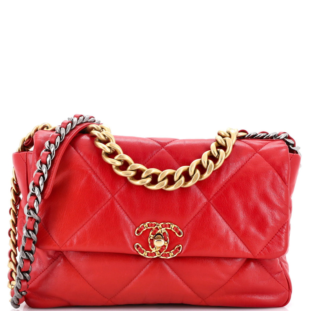 19 Flap Bag Quilted Leather Large