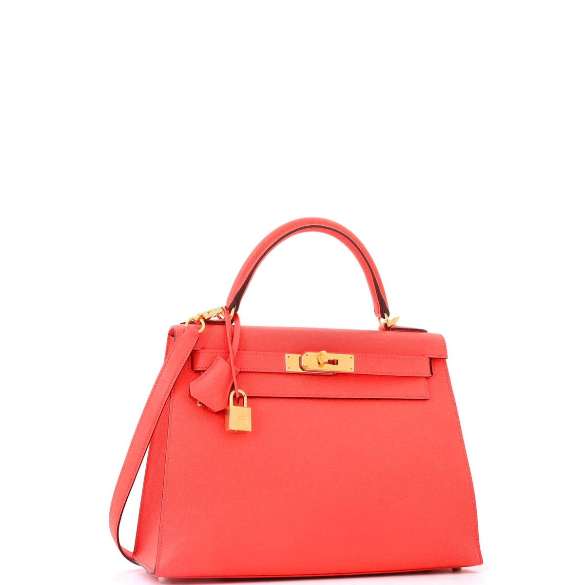 Kelly Handbag Rouge Pivoine Epsom with Gold Hardware 28