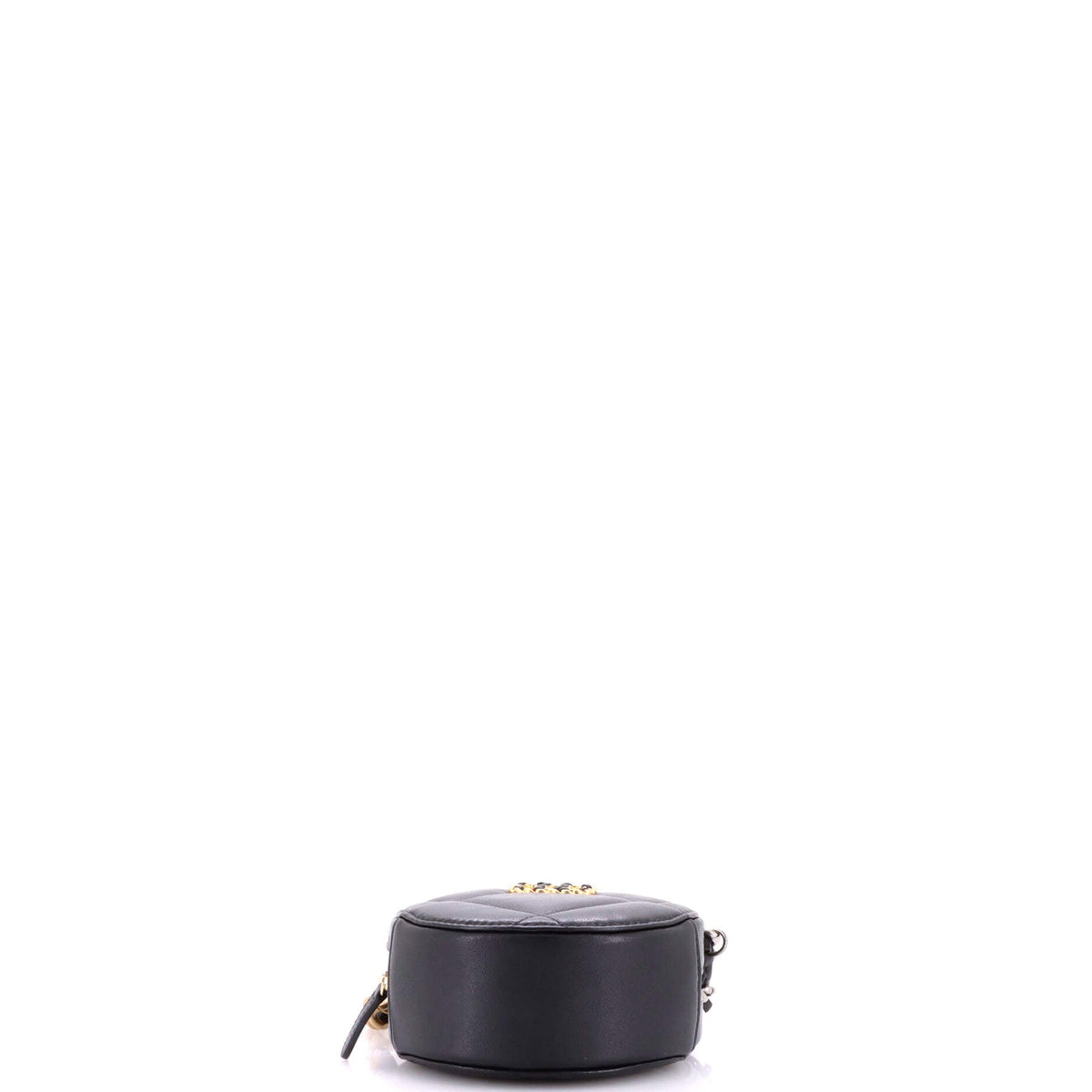 19 Round Clutch with Chain Quilted Leather