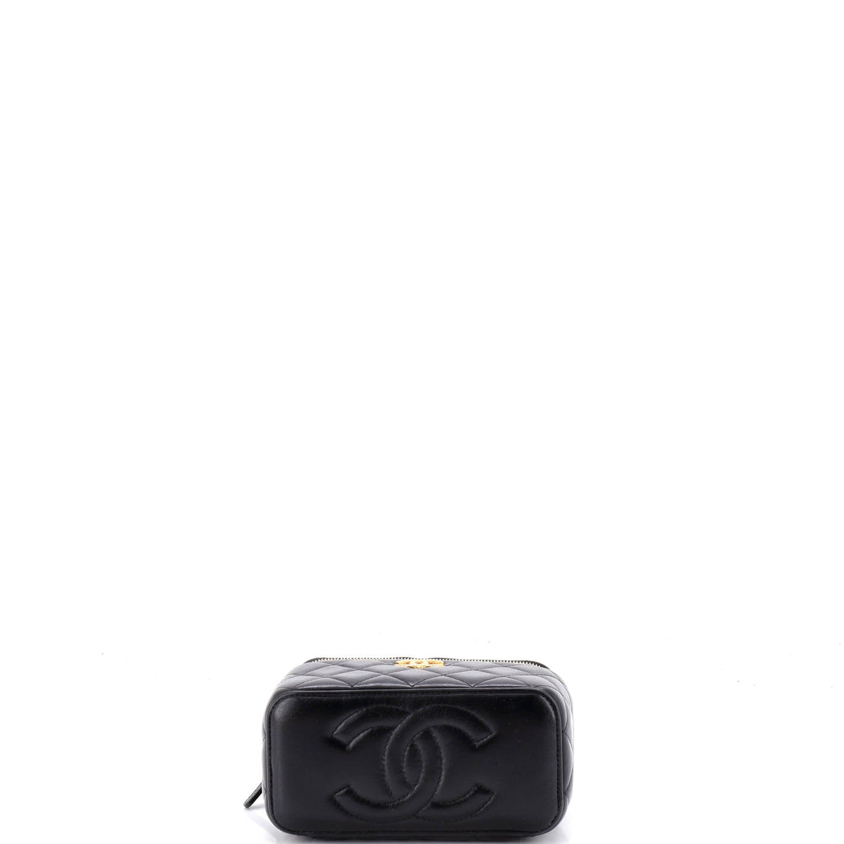 All Slide Long Vanity Case with Chain Quilted Lambskin Small