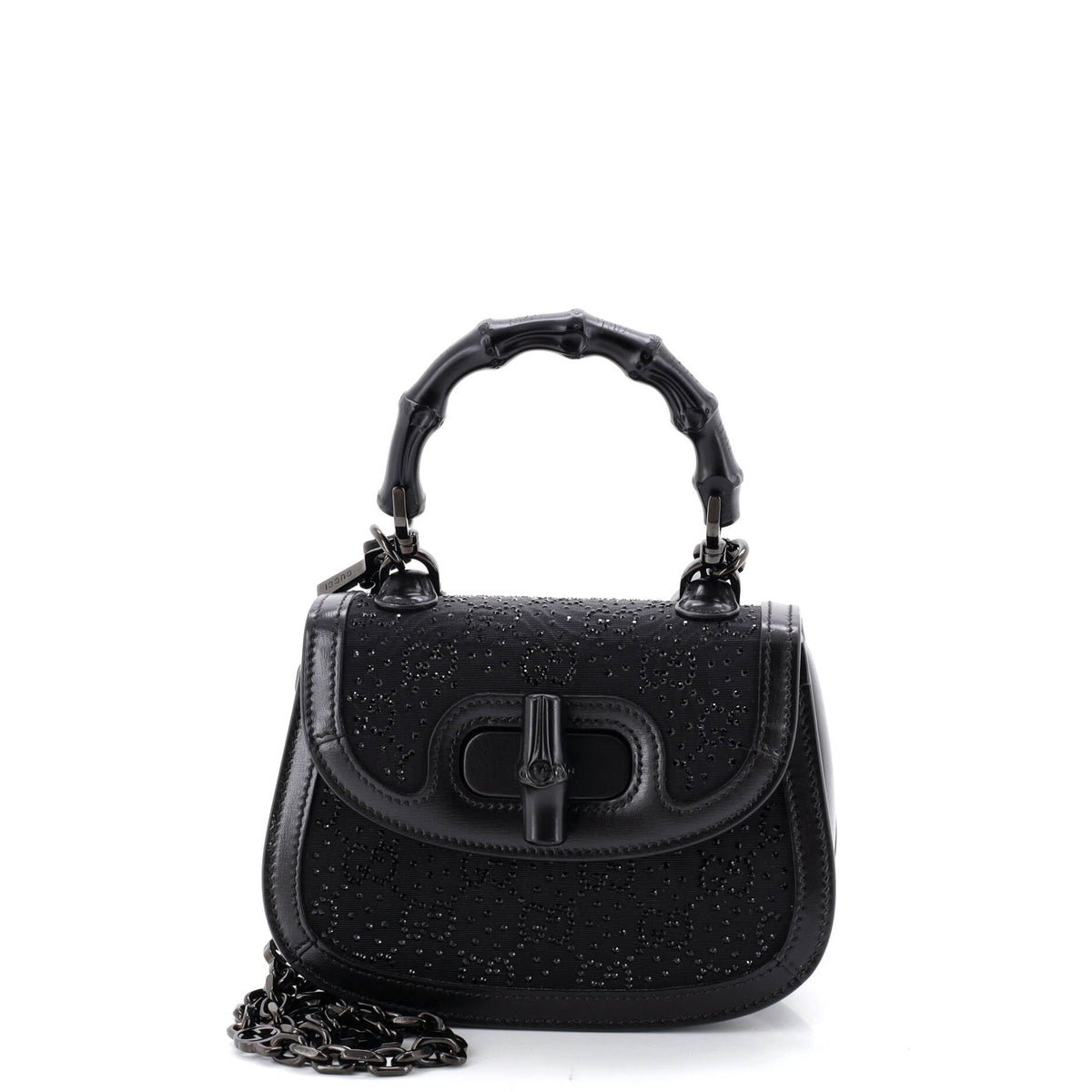 Bamboo 1947 Top Handle Bag Crystal Embellished GG Canvas Mini