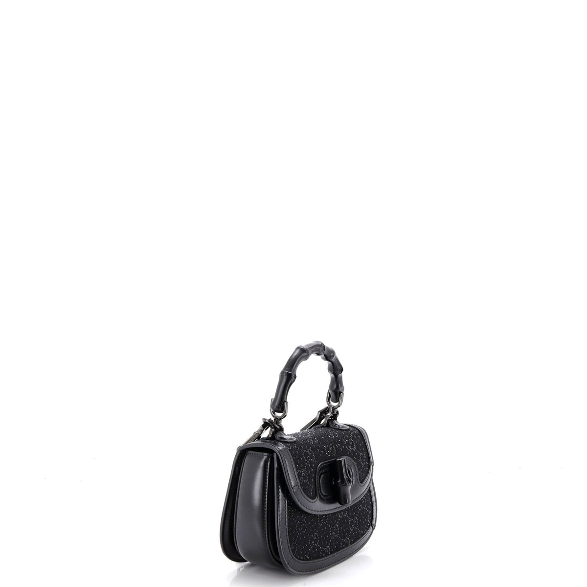 Bamboo 1947 Top Handle Bag Crystal Embellished GG Canvas Mini