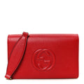 Pebbled Calfskin Soho Wallet on Chain Tabasco Red