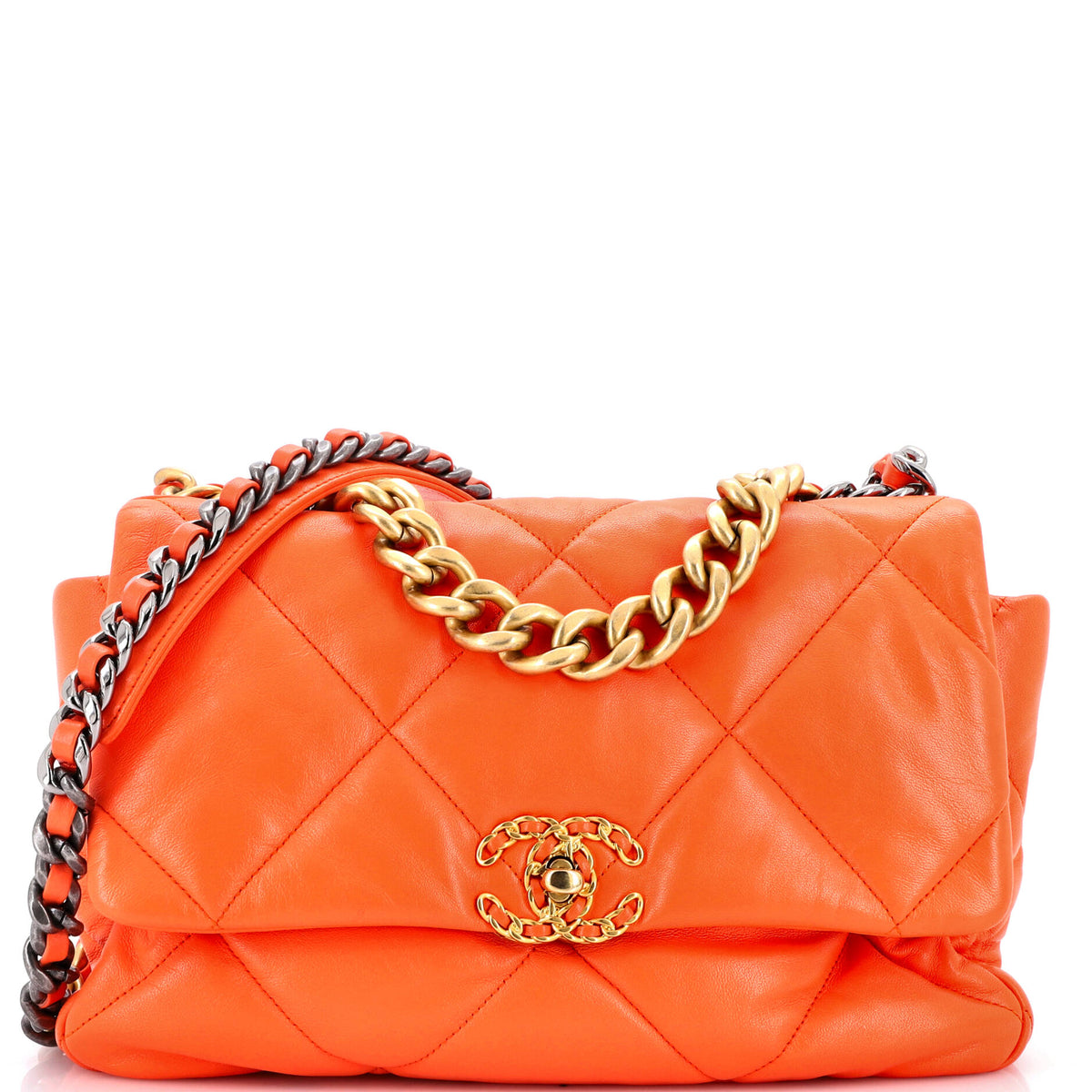 19 Flap Bag Quilted Leather Large