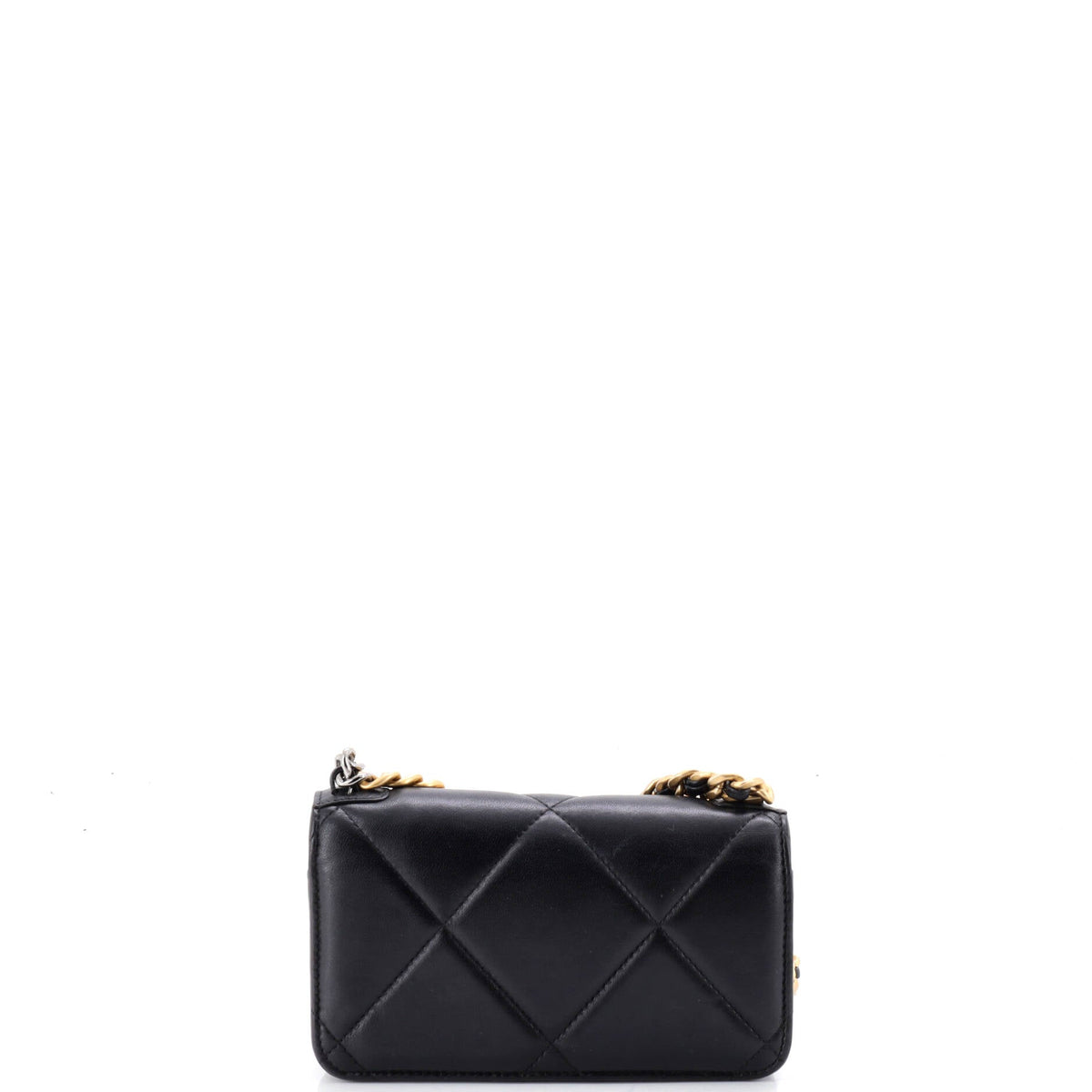 19 Flap Phone Holder with Chain Quilted Lambskin