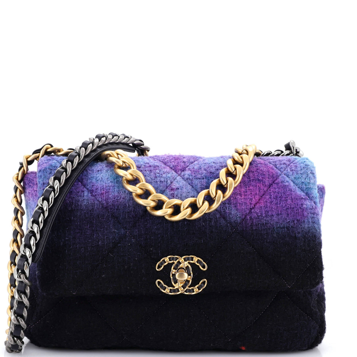 19 Flap Bag Quilted Degrade Wool Medium