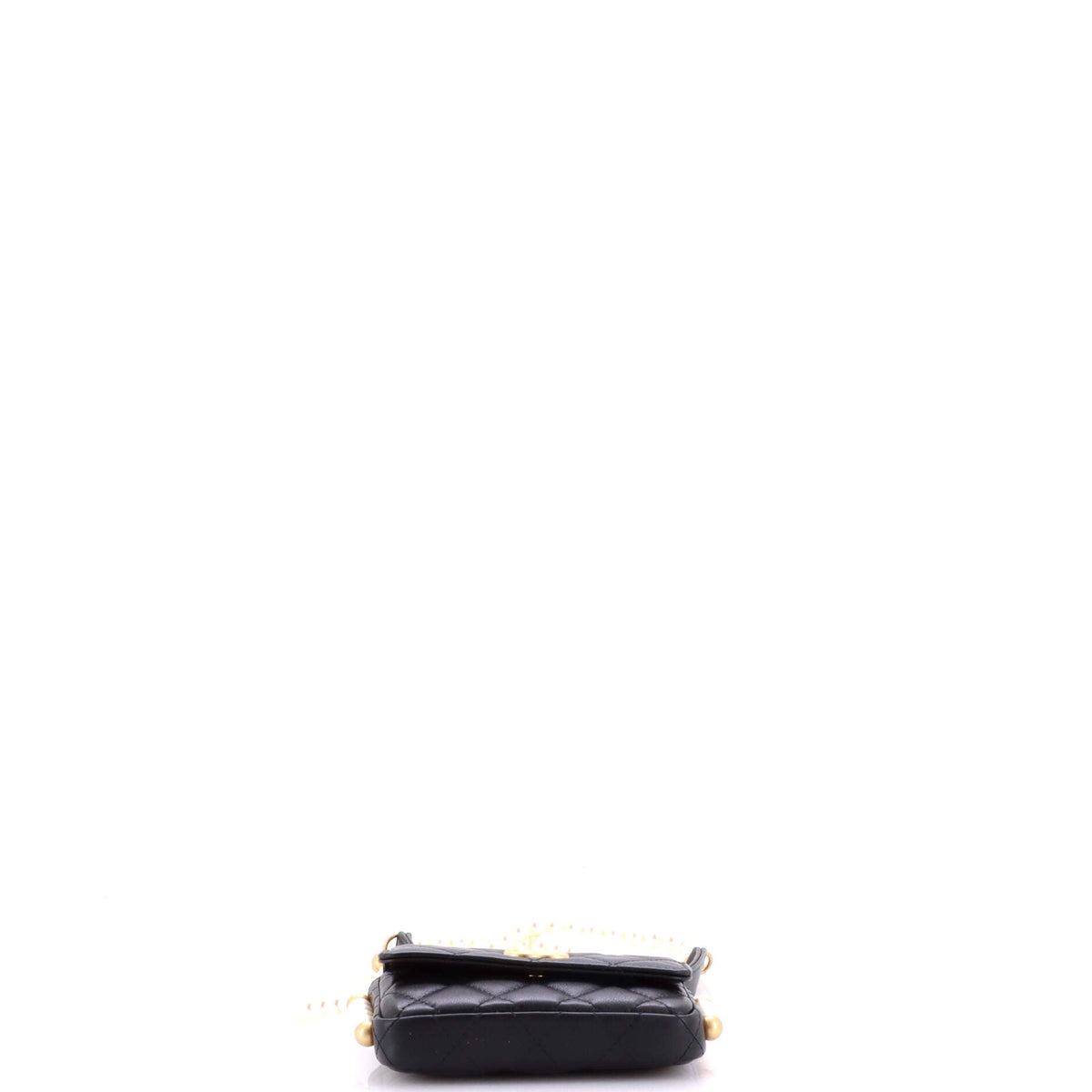 About Pearls Flap Card Holder with Chain Quilted Calfskin