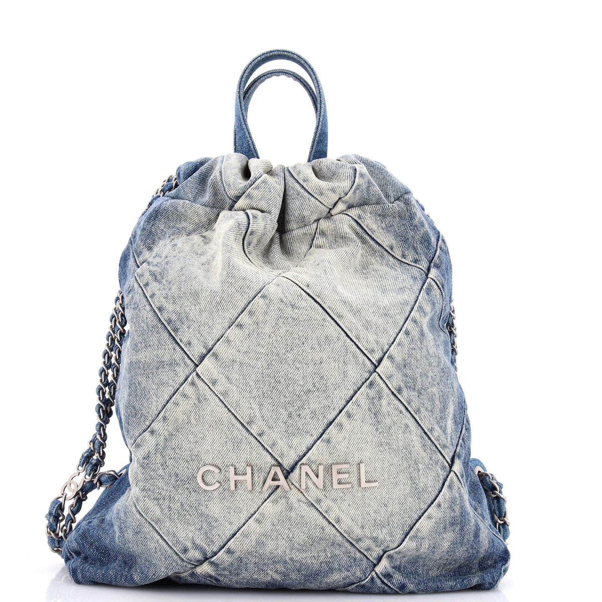 22 Chain Backpack Quilted Denim Medium