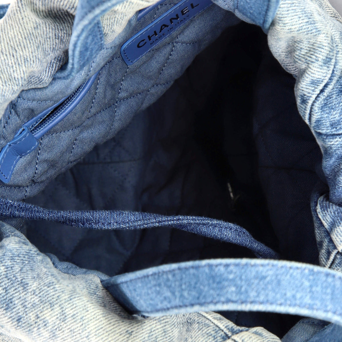 22 Chain Backpack Quilted Denim Medium