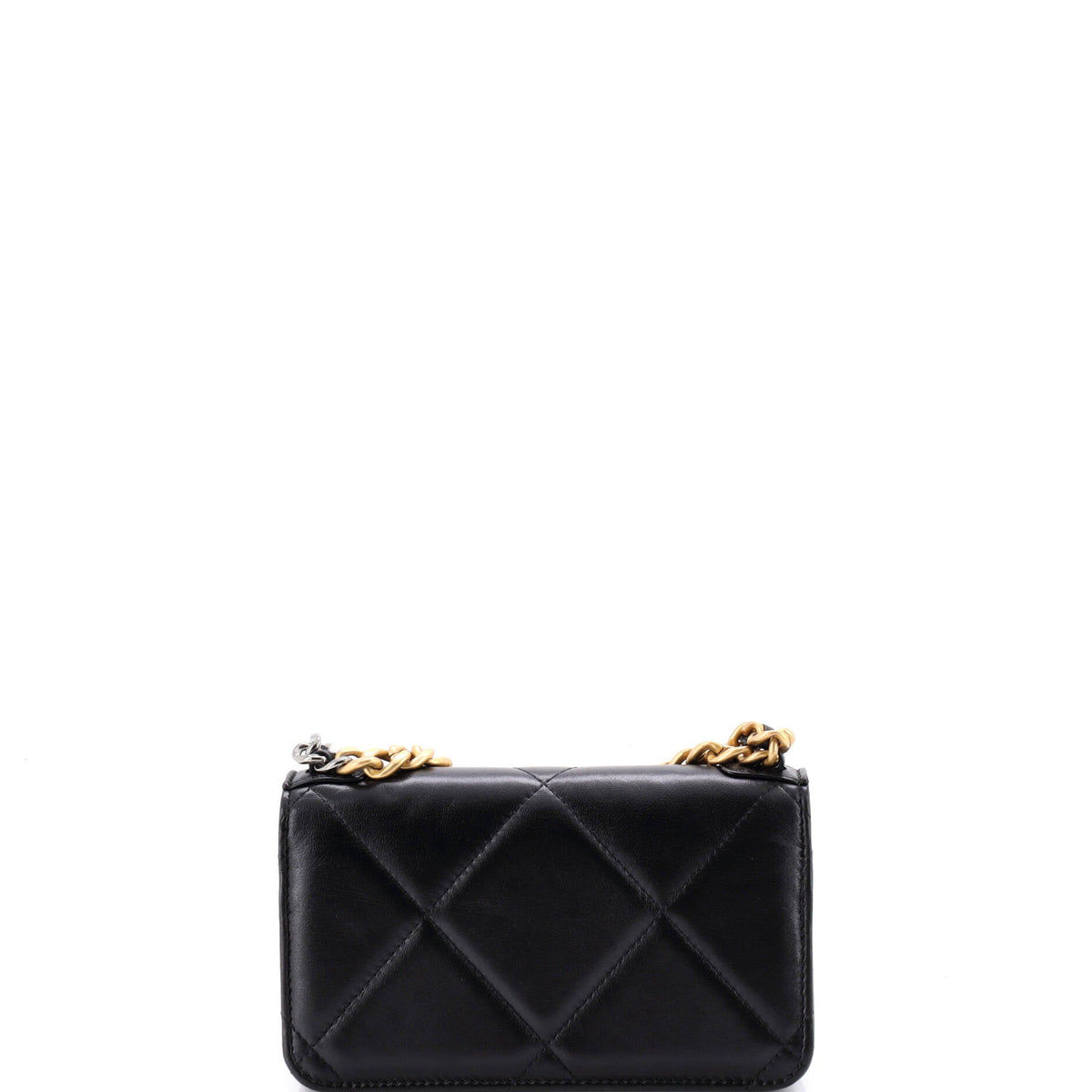 19 Flap Phone Holder with Chain Quilted Lambskin