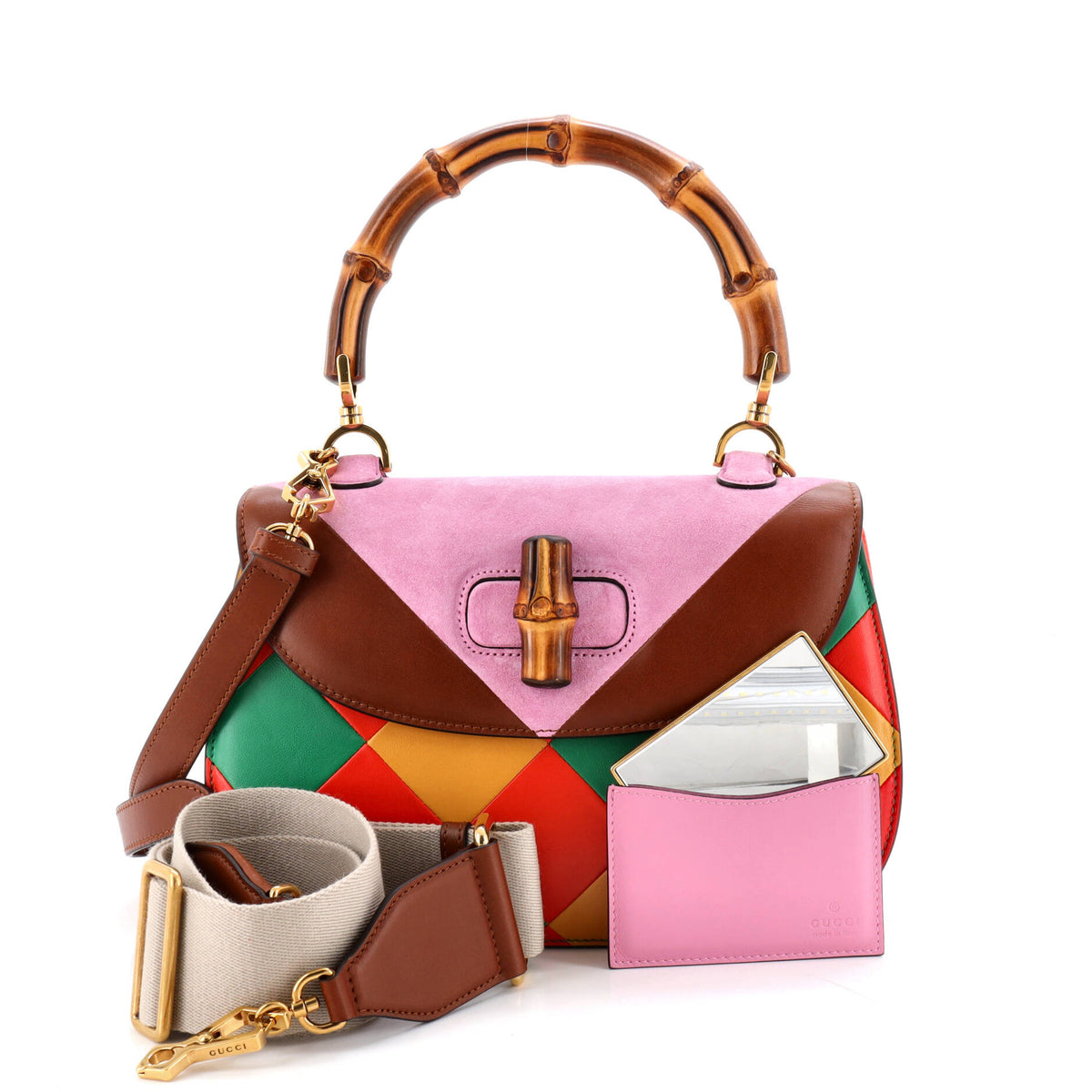 Bamboo 1947 Top Handle Bag Limited Edition Geometric Leather and Suede Medium