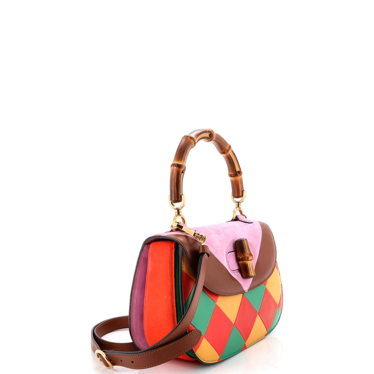 Bamboo 1947 Top Handle Bag Limited Edition Geometric Leather and Suede Medium