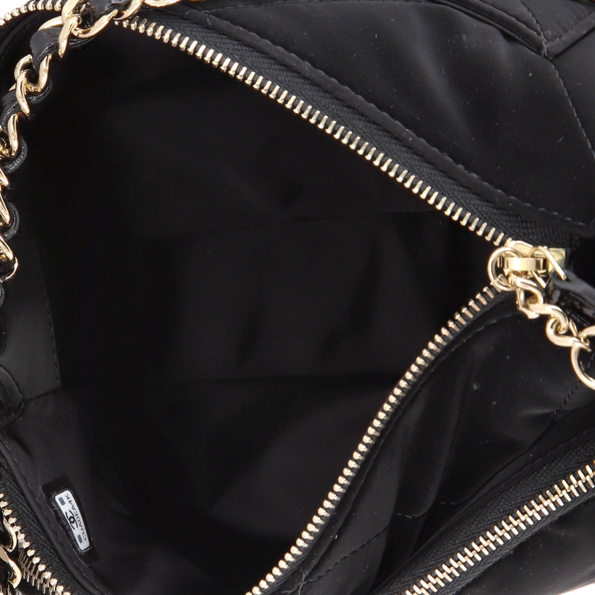 25 Clutch With Chain Quilted Velvet Effect Nylon and Shiny Crumpled Calfskin Mini