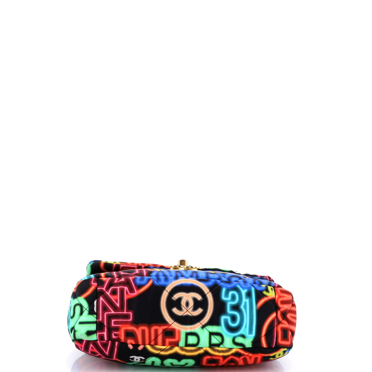 19 Flap Bag Quilted Graffiti Print Fabric Medium
