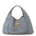 Grained Calfskin Softbit Maxi Shoulder Bag Dusty Blue
