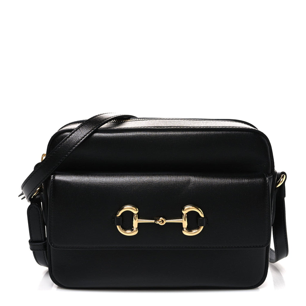 Textured Calfskin Small Horsebit 1955 Shoulder Bag Black