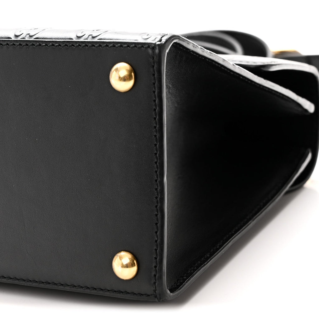Guccissima Signature Small Padlock Top Handle Bag Black Black