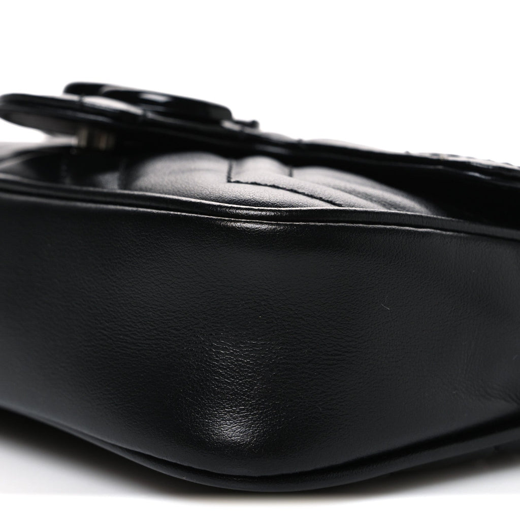 Calfskin Matelasse Monochrome GG Marmont Chain Belt Bag Black