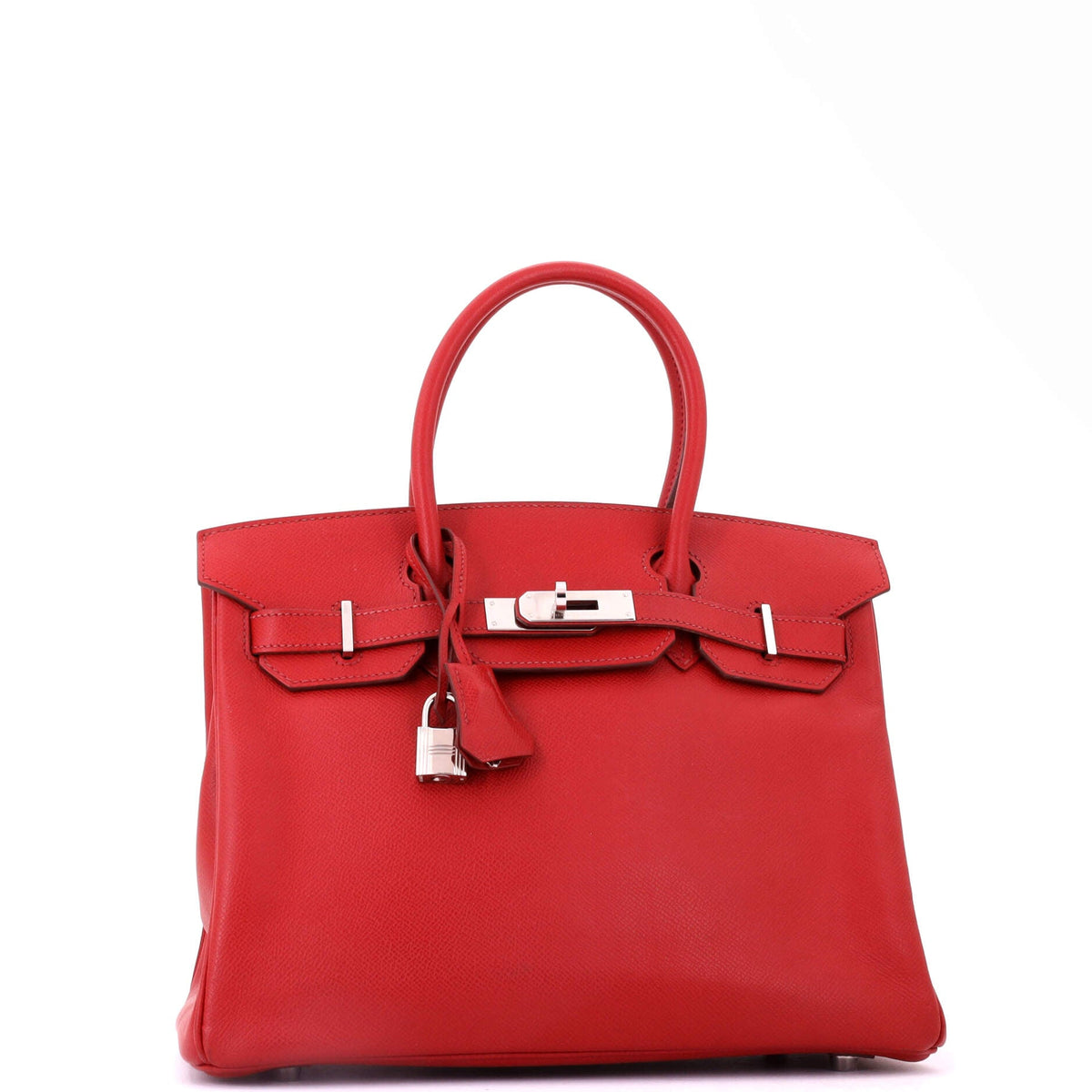 Birkin Handbag Rouge Garance Epsom with Palladium Hardware 25