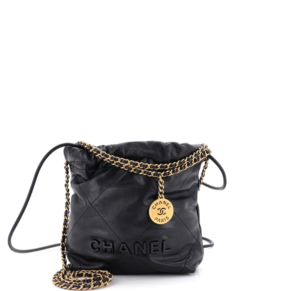 22 Chain Hobo Quilted Caviar Mini