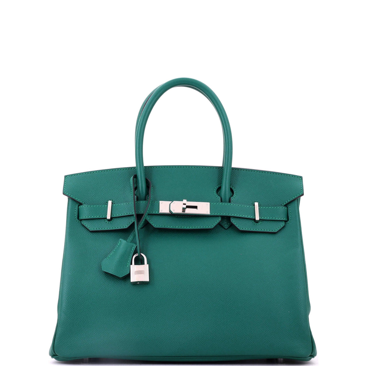 Birkin Handbag Malachite Epsom with Palladium Hardware 30