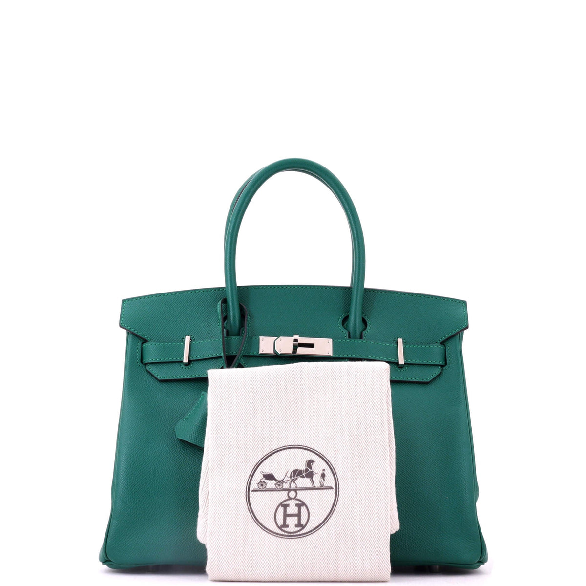 Birkin Handbag Malachite Epsom with Palladium Hardware 30