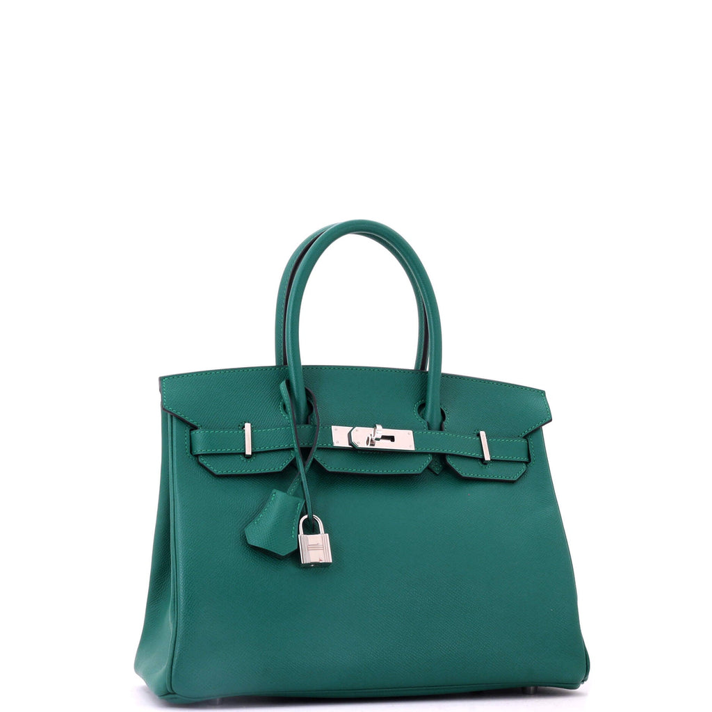 Birkin Handbag Malachite Epsom with Palladium Hardware 30